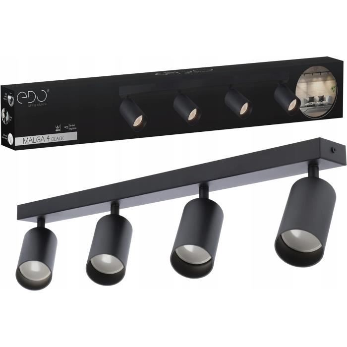 EDO Plafonnier MALGA 6, 6 spots, noir, orientable, spot de plafond spot