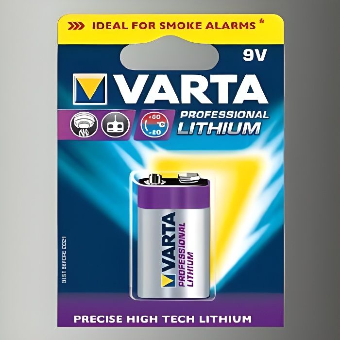 Pile Lithium 9V VARTA Spéciale Détecteur de Fumée