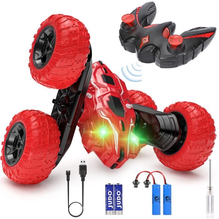 AVCXEC Voiture Télécommandée 1:18 Avec Lumières LED - RC 2,4 GHz Pour Enfants Dès 3 Ans, Rouge