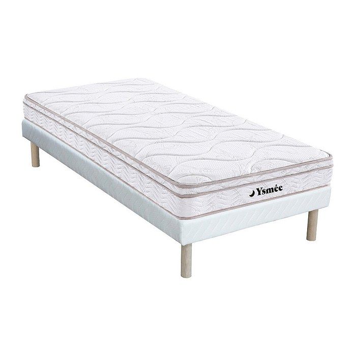 Ensemble 90 x 200 cm sommier + matelas ressorts 3 zones et mémoire de forme ép.20cm - WOLKENTANZ de YSMÉE