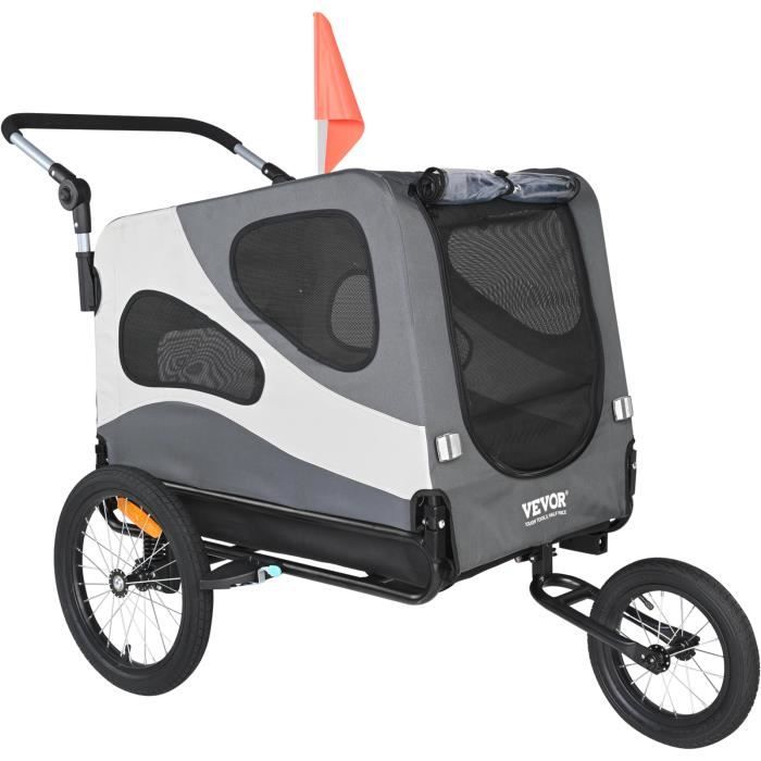 Meilleurs prix pour Remorque Vélo pour Animaux-VEVOR-Noir-Gris810x560x600mm-Poussette pour animaux 2en1 Cadre Facile à Plier-Roues à Dégagement Rapide