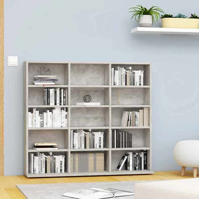 vidaXL Armoire à CD Étagère à CD avec Compartiment Armoire de Bureau Meuble de Rangement Chambre Intérieur Gris Béton 801791