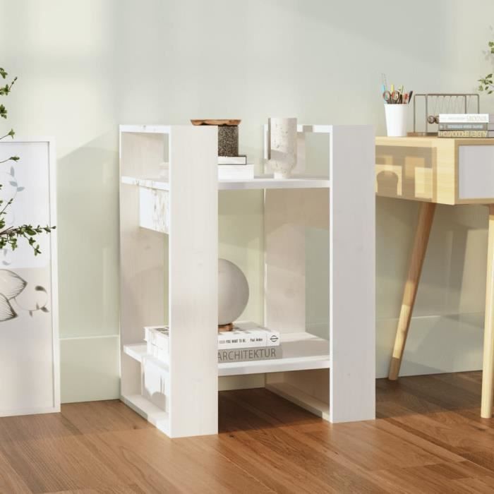 Bibliothèque - Pin - Blanc - 41x35x57 cm - Design Contemporain - Petit meuble complément