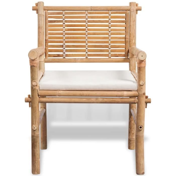 YIN Mobilier de bistro 3 pcs avec coussins Bambou