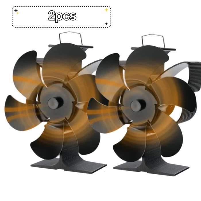 8 Pales Ventilateur Poêle À Bois, Ventilateur De Cheminée À Double Tête