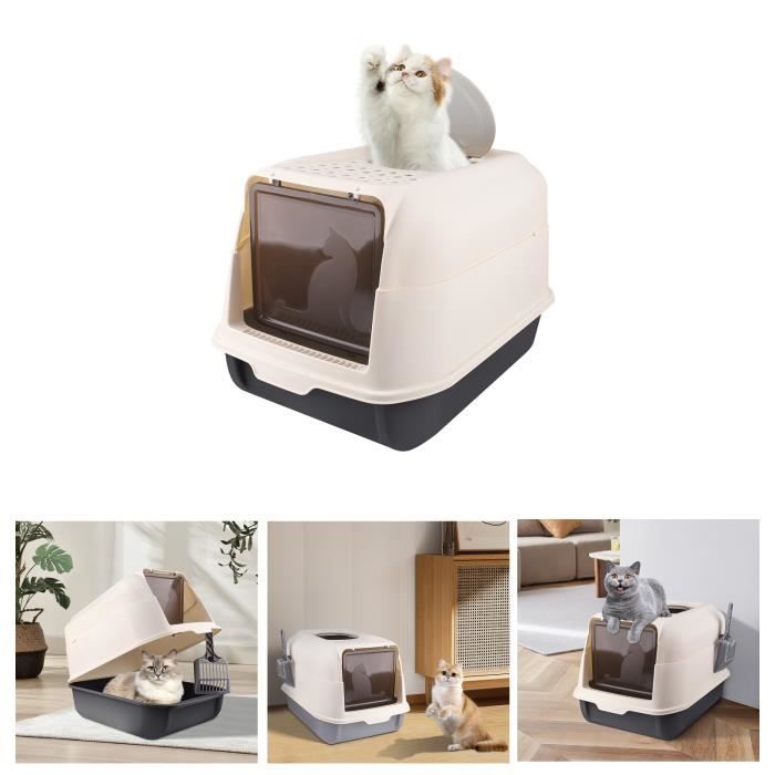 Meilleurs prix pour Willonin® Bac à Litière Fermé pour chat, Maison de Toilette avec Pelle, Noir 36x51x34 cm Anti Odeur