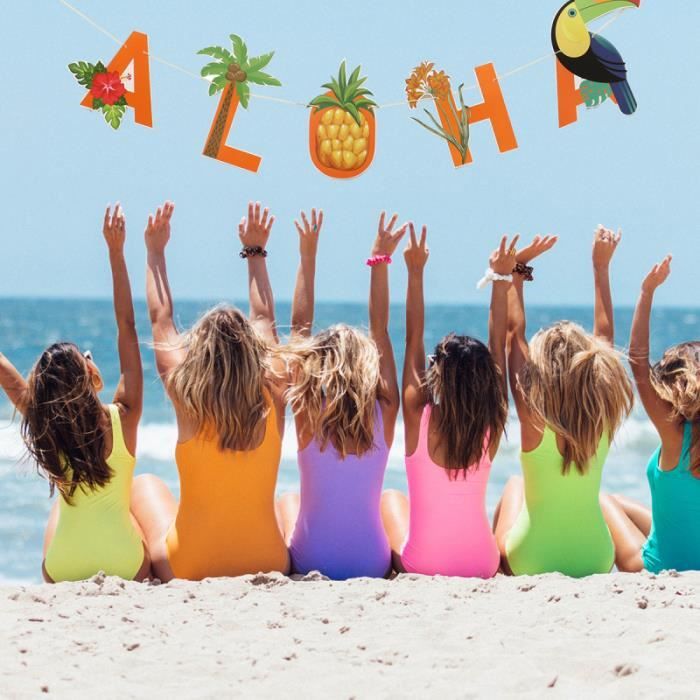 Vohado Bannière « Welcome Hello Summer » Sur Le Thème Hawaïen à Suspendre Pour Porte D'entrée, Cour, Intérieur Ou Extérieur, Vacances, Décoration De Fête