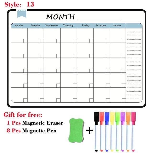 Autocollant Mural Calendrier Hebdomadaire Effaçable à Sec - Déco Chambre/bureau S73