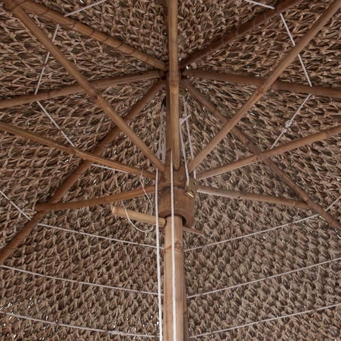 Parasol en bambou avec toit en feuille de bananier 210 cm - ZJCHAO - DX15999 - Haute qualité - Manuel - Pliant