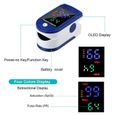 Moniteur d'oxygène sanguin Finger Pulse Clip d'oxygène sanguin Moniteur de fréquence cardiaque-Tube numérique quatre couleurs(bleu)-1