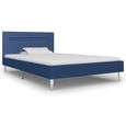 Chambre Cadre de lit 1 personne 90 x 200 cm Lit simple pour enfant-adlulte avec LED Bleu Tissu |6815-1