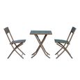 Ensemble meubles de jardin design table carré et chaises pliables résine tressée imitation rotin marron neuf 76-1
