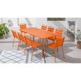 Ensemble table de jardin et 8 chaises en acier Palavas - Orange-1