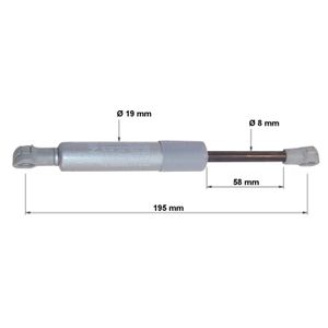 Vérin à Gaz - Diamètre Tige/piston 10/21 Mm - Course 300 Mm - Longueur 685 Mm - Force 700 N (environ 70 Kg)