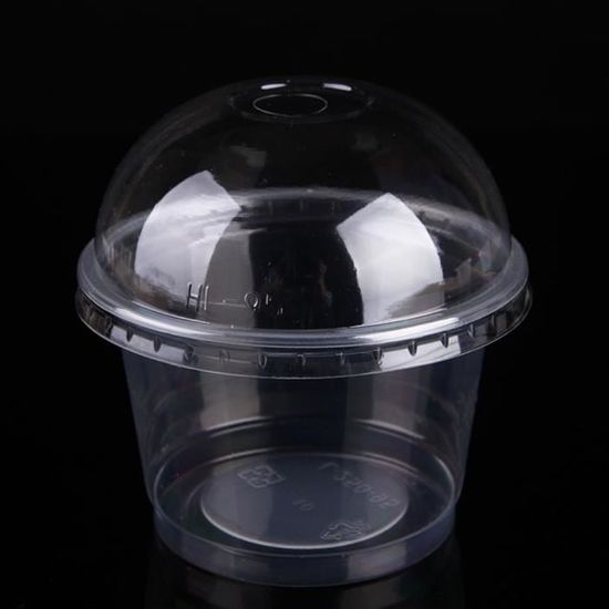 360ml Gobelets en plastique transparents jetables avec couvercles plats -  Transparent - Cdiscount Maison