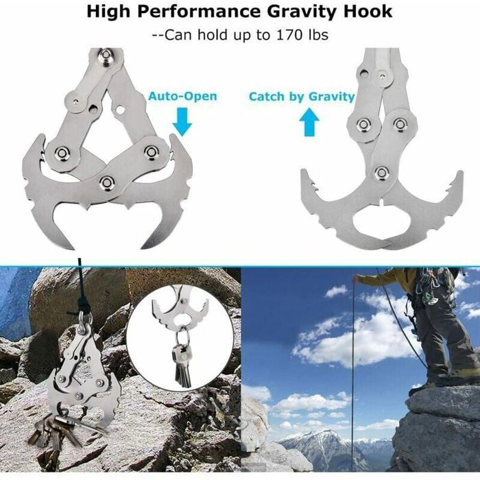 équipement Escalade Aventure Grappin Griffes Pliantes Acier Inoxydable - Capacité 350kg - Pour Escalade Et Survie Griffe Sauvetage