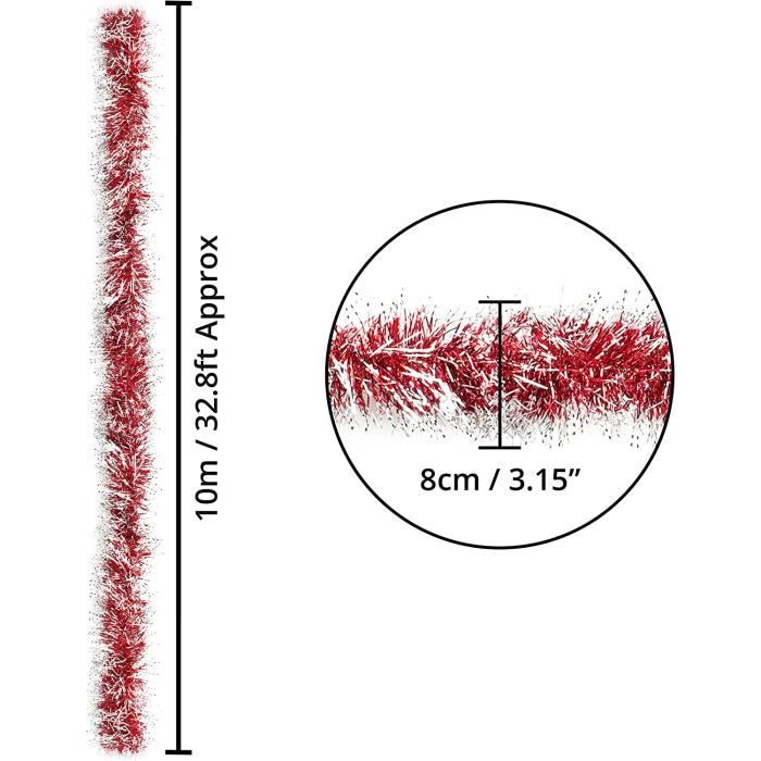 Guirlande Tinsel Scintillante Pour Sapin De Noël - 2x5 Mètres - Rouge Brillant - Décoration Fêtes