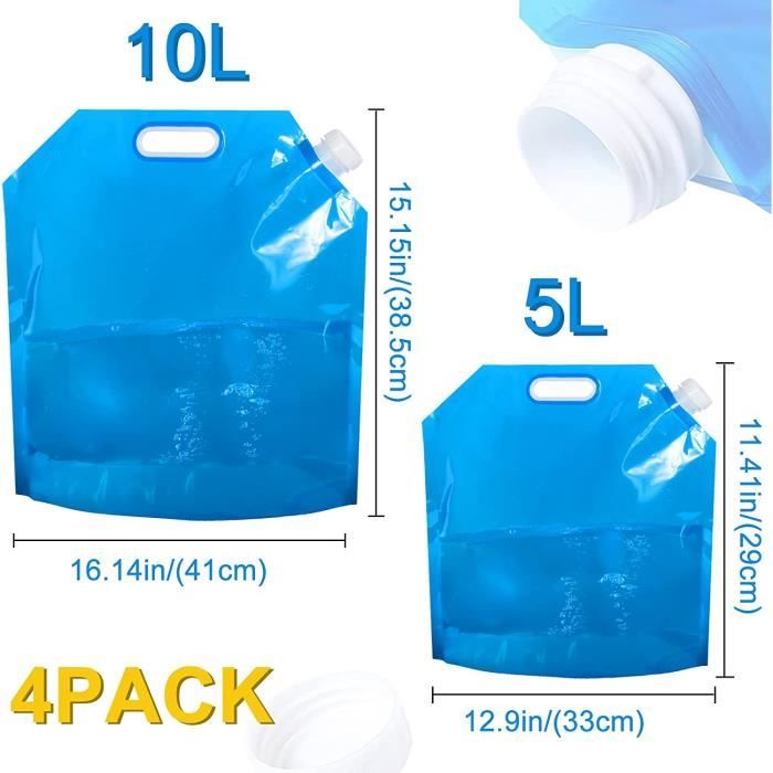 Bidon D'eau Pliable Luxiremi – 10L + 5L – Pour Camping, Rando, Pique-nique – Bleu