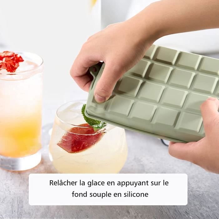 Lot De 3 Bacs à Glaçons En Silicone Avec Couvercle - 45 Glaçons, Sans BPA, Démoulage Facile - 6