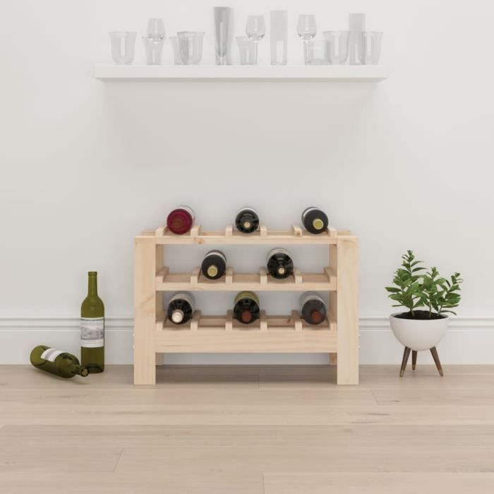 Casier à bouteilles stylé range bouteille étagère avec tiroir emplacements  pour 16 bouteilles de vin 86 cm bois de pin 0