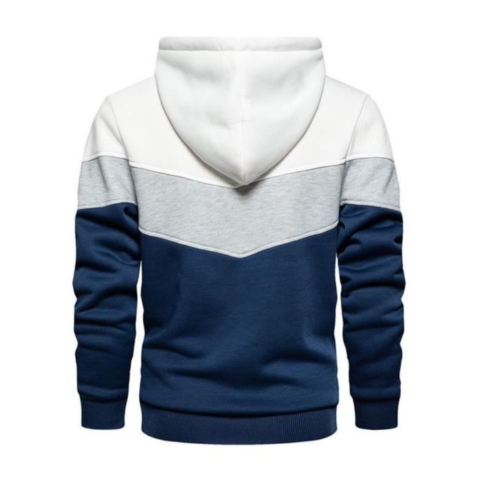 Sweat Homme Capuche Couleur Vives Pull de Manches Longues Poche