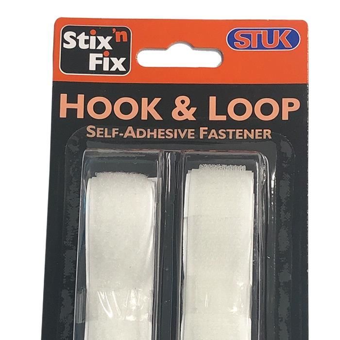 Stix'n'Fix Bande Agrippantes Adhésives Rubans Adhésive Hook & Loop 2mm  Scratch Bande Autoadhésif pour DIY Cadre Photo Blanc 1 mètre