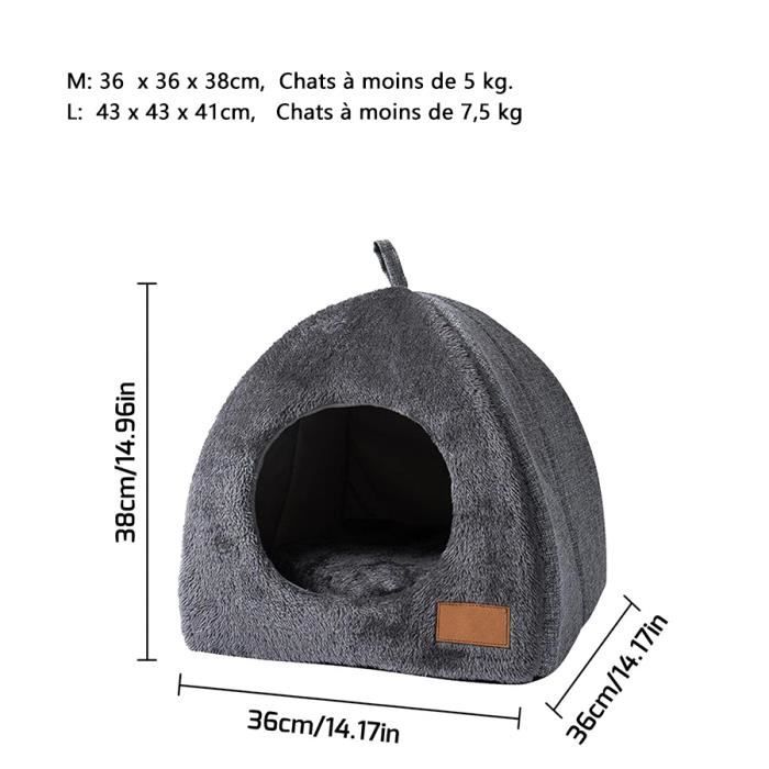 Niche Pour Chat En Forme De Grotte - Avec Coussin Amovible, Intérieur Douillet, Dimensions 38x34x42 Cm