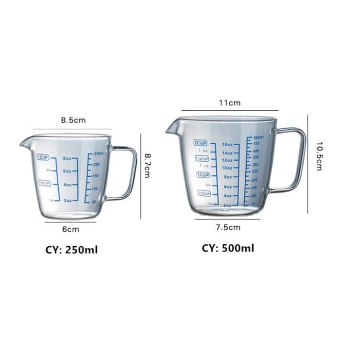 BESTonZON Verre doseur en verre avec couvercle tasse à mesurer cuisine  petit café lait crème cruche avec échelle lait café expresso cruche outil  de cuisson 500 ml : : Cuisine et Maison