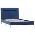 Chambre Cadre de lit 1 personne 90 x 200 cm Lit simple pour enfant-adlulte avec LED Bleu Tissu |6815-2