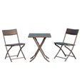 Ensemble meubles de jardin design table carré et chaises pliables résine tressée imitation rotin marron neuf 76-2