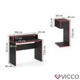 Bureau gamer VICCO Kron - Noir - Bureau informatique flexible avec étagères optimales et grand tiroir-2