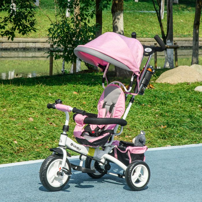 HOMCOM Tricycle Enfant Évolutif Pliable Siège Réversible Canne