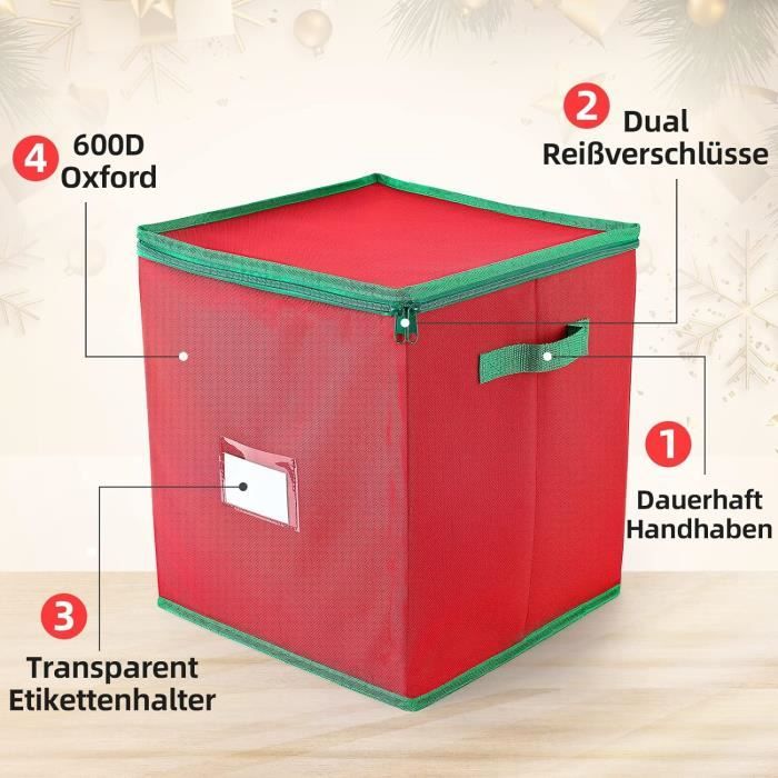 REDSTAR Boîte de rangement pour boules de Noël avec séparateurs