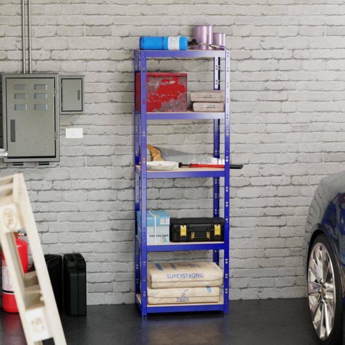 Étagère de rangement modulable et polyvalente pour atelier, garage  Charge max 500kg - 180x60x40cm - Bleu - Cdiscount Bricolage