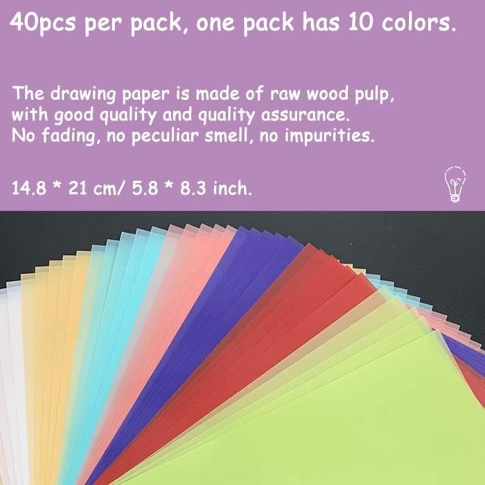 40 pcs coloré papier calque assorti couleur calligraphie copie papier pour  limpression dessin ingénierie bricolage fourniture - Cdiscount Beaux-Arts  et Loisirs créatifs