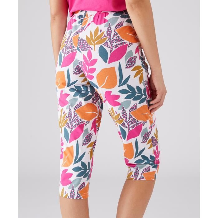 Bas de pyjama Damart Pantacourt de pyjama pur coton peigne Feuillage Multicolore Feuillage multicolore Cdiscount Pret a Porter