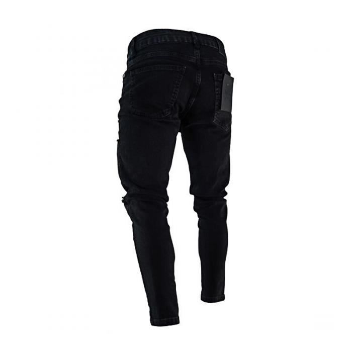 Pantalon homme de Marque en denim Jeans motard effet d chir trou