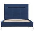 Chambre Cadre de lit 1 personne 90 x 200 cm Lit simple pour enfant-adlulte avec LED Bleu Tissu |6815-3