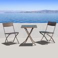 Ensemble meubles de jardin design table carré et chaises pliables résine tressée imitation rotin marron neuf 76-3