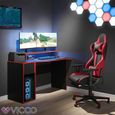 Bureau gamer VICCO Kron - Noir - Bureau informatique flexible avec étagères optimales et grand tiroir-3