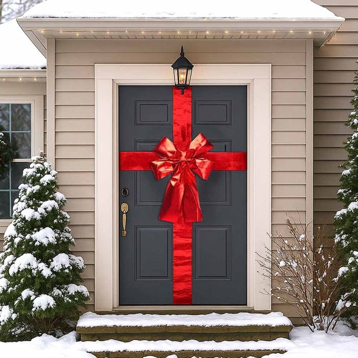 Kit De Noeud De Porte De Noël Rouge - 9 Mètres Pour Faire Un Nœud De Décoration Pour Porte D'entrée