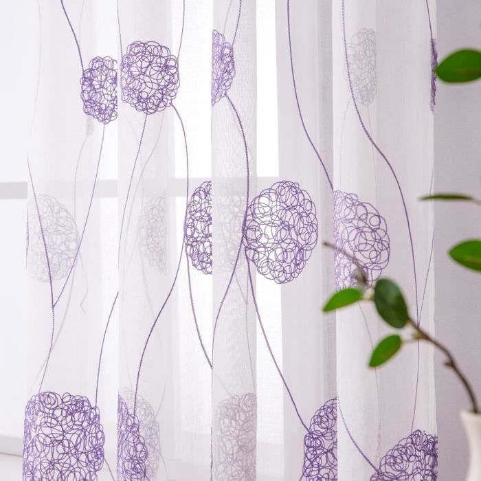 Rideau Voilage Brodé Pâquerettes - 60x90cm, Style Champêtre Pour Cuisine, Salon Ou Chambre