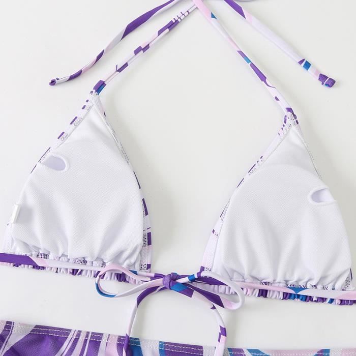 Ensemble Bikini Femme 3 Pièces Maillot De Bain Avec Jupe Et Haut à Col