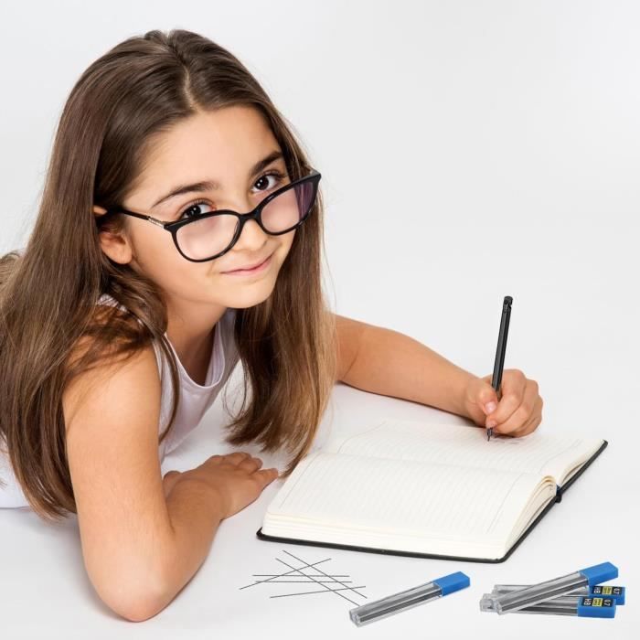 LALATOK 6 Pièces Porte-Mine, Crayon Mécanique Set avec 6 Boîtes 0.5, 0.7 mm Recharges de Plomb HB, et 1 Trousse de Papeterie A6, Porte-mines en Métal pour Croquis Écriture e Dessin