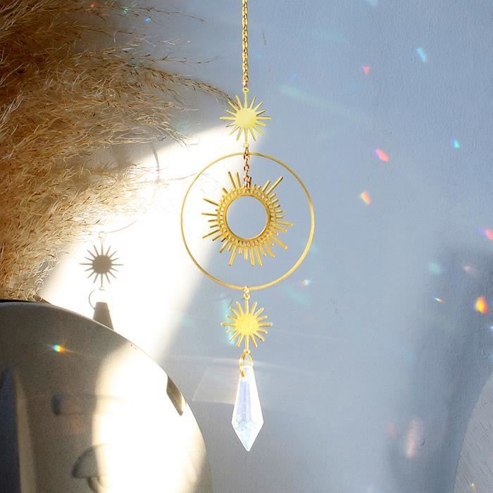 CARILLON A VENT,sun catcher MS069--suncatcher capteur de soleil cristal  deco jardin arc en ciel attrape soleil cristal decoration j - Cdiscount  Maison