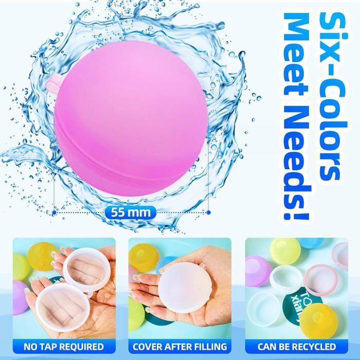 24 Bombes à Eau Réutilisables En Silicone - Remplissage Rapide - Jeux D'eau Pour Enfants Et Adultes - Pour Piscine, Plage, Jardin