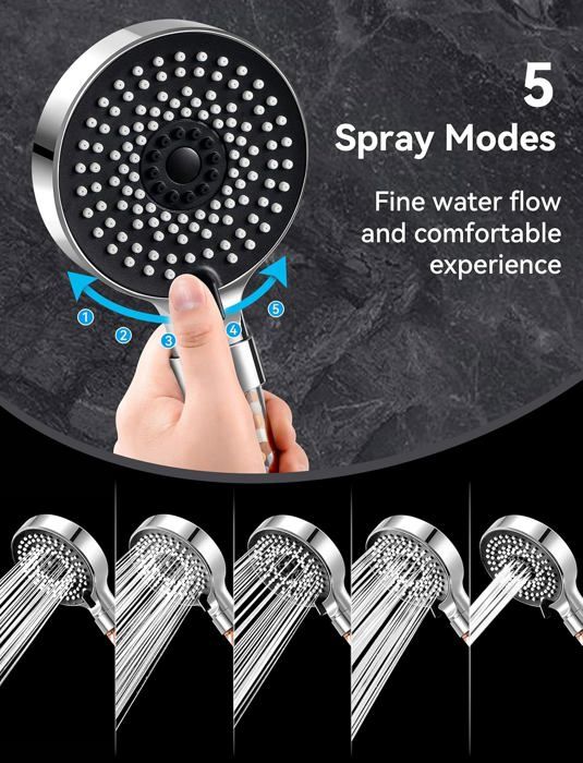 Pommeau Douche Filtrant Haute Pression – Économie d’Eau, Anti