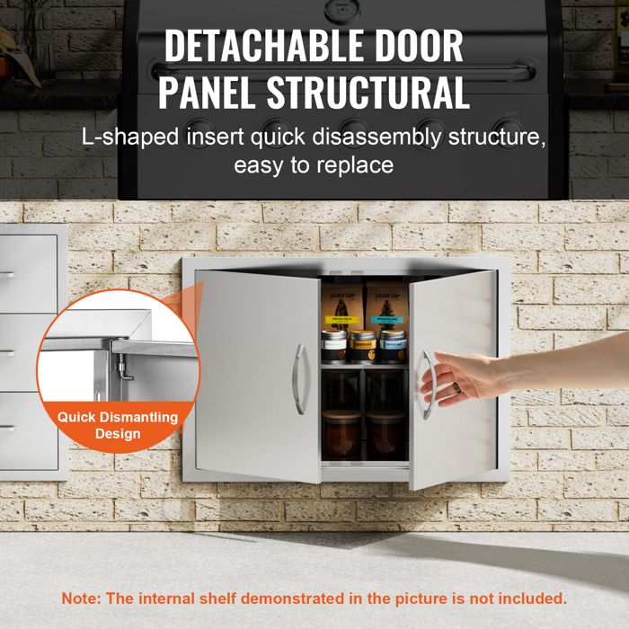 Double Porte Inox Pour Barbecue Et îlot De Cuisine - 60x70cm Avec Poignées