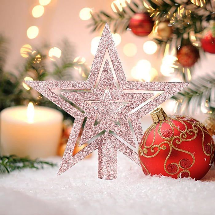 Accessoire Fêtes étoile Étoile De Noël 3D Dorée - Décoration De Sapin 20 Cm - Cime Réutilisable Pour Arbre De Noël Topper Sapin 20cm