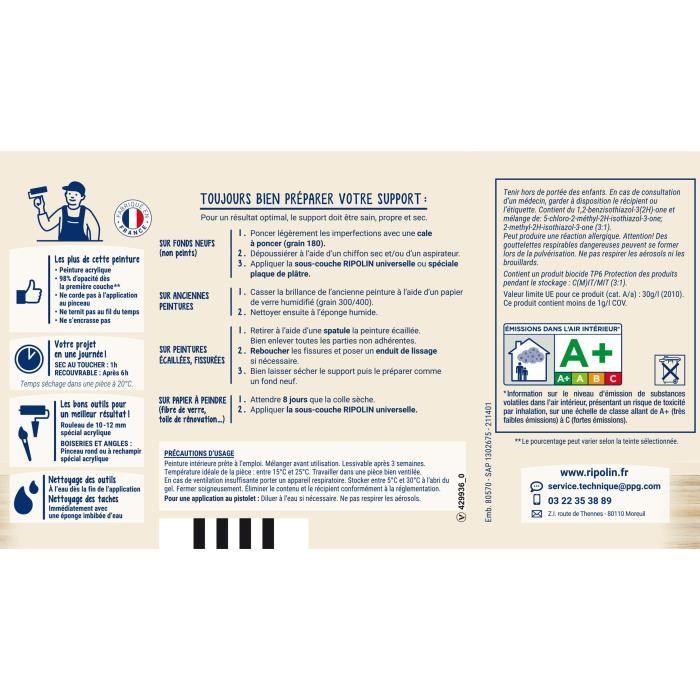 Peinture Rustins Multi-supports 500ml – Crème, Séchage Rapide, Intérieur/extérieur, Satin